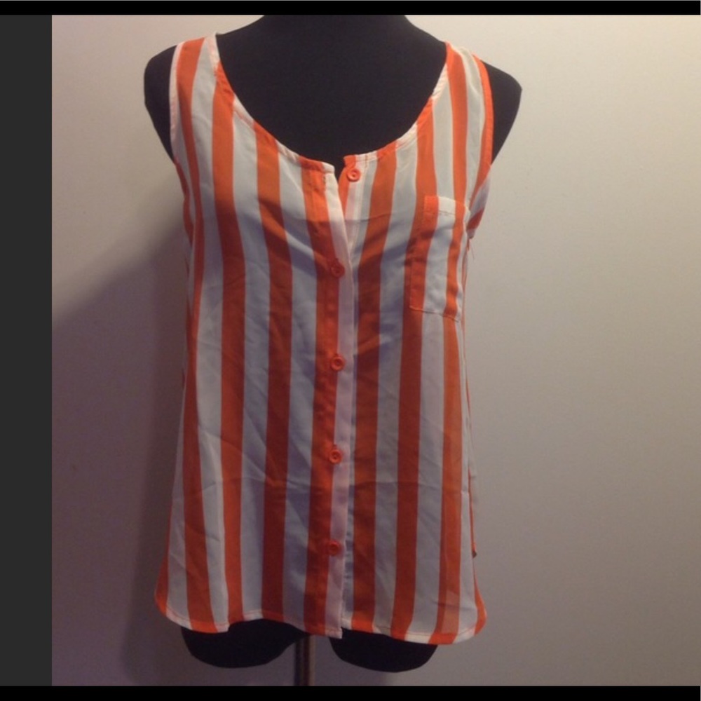 4/$10 bundle Timing Striped Orange and White Tank - Picture 1 of 3